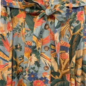 Sezane midi skirt - blue tropical pattern